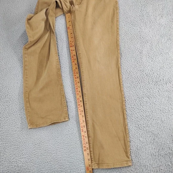 Mott & Bow Jeans Mens 32x32 Tan Khaki Straight Merc Double Stitch Denim